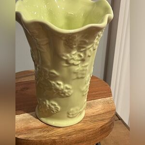 Celery Green Dogwood Raised Patterned Vintage Fluted Vase by FTD